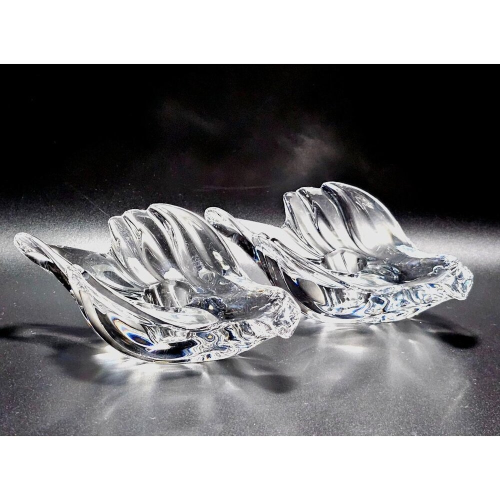 2 Gorham Dove Candlestick Holders 6" lead crystal birds taper holders